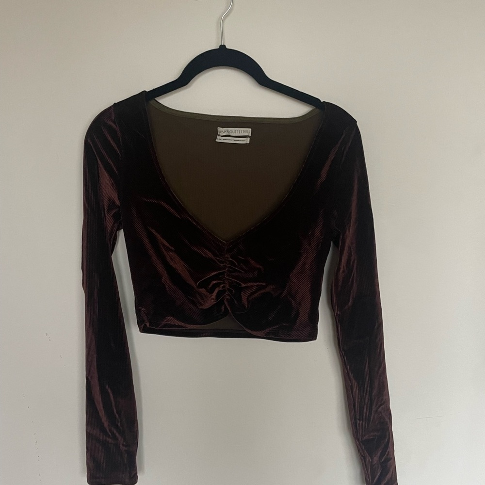 Velvet Long Sleeve Crop Top